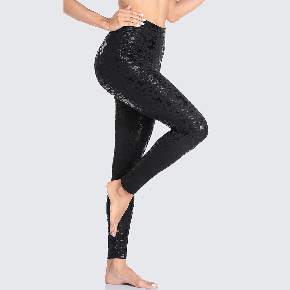 High Waist Metallic Snake Skin Yoga Pants Leggings